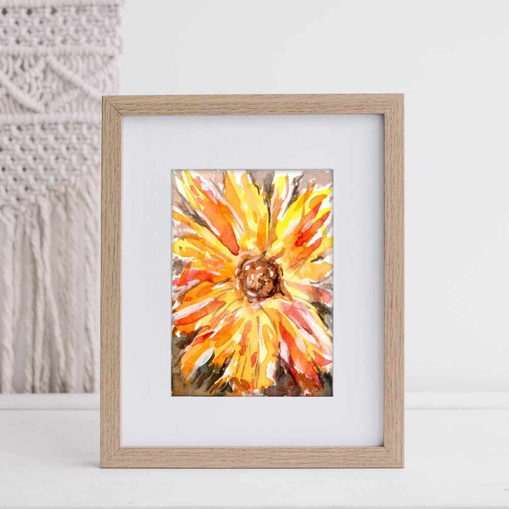 Sunflower Watercolor - Original Art Unmatted ACEO or ATC watercolor